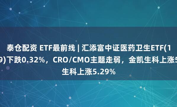泰仓配资 ETF最前线 | 汇添富中证医药卫生ETF(159929)下跌0.32%，CRO/CMO主题走弱，金凯生科上涨5.29%