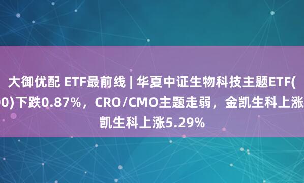 大御优配 ETF最前线 | 华夏中证生物科技主题ETF(516500)下跌0.87%，CRO/CMO主题走弱，金凯生科上涨5.29%