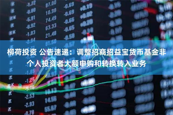 柳荷投资 公告速递：调整招商招益宝货币基金非个人投资者大额申购和转换转入业务
